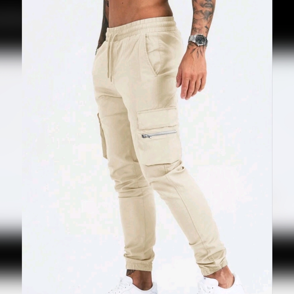 Brand new, cream skinny zip cargo pants